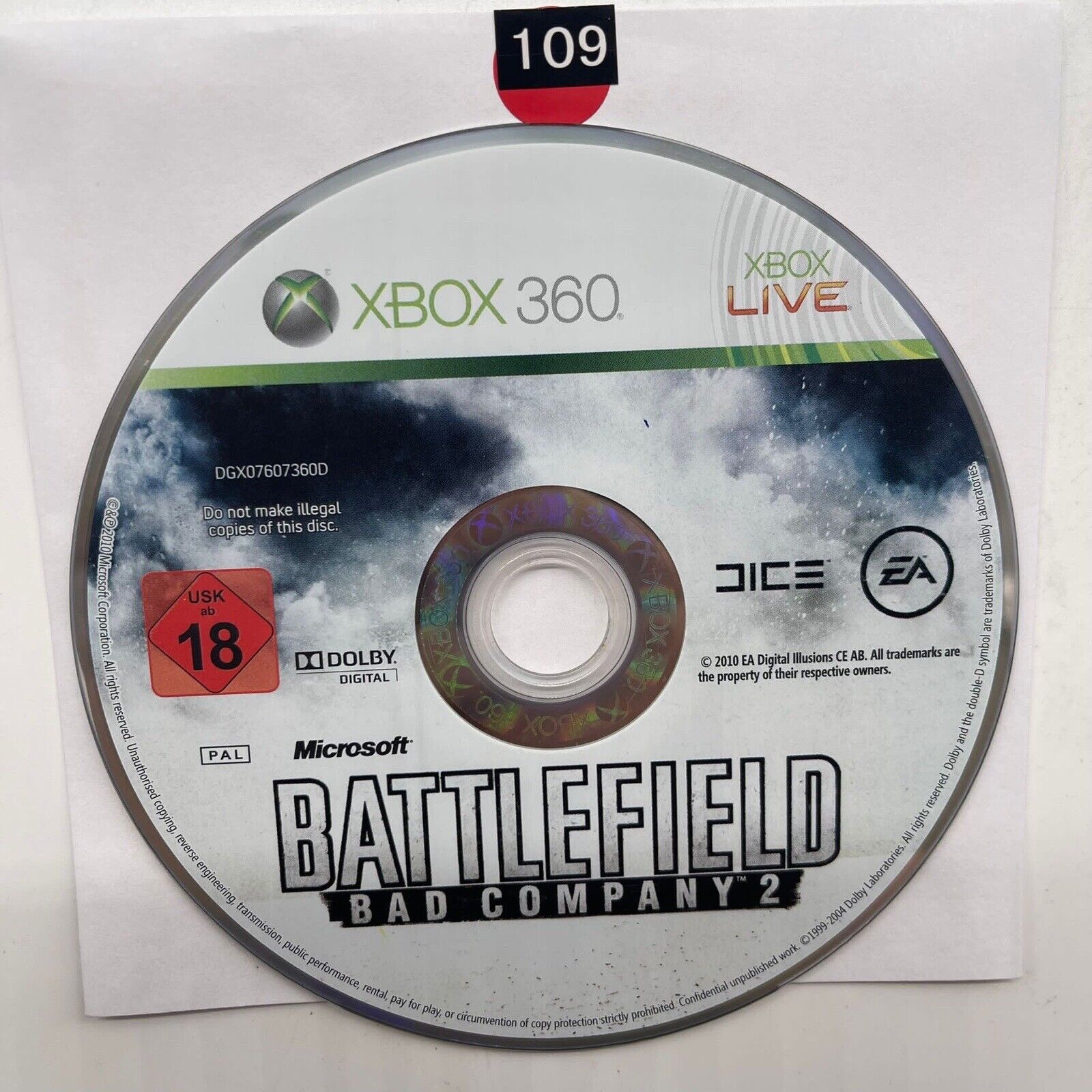 Battlefield Bad Company 2 Xbox 360 Game Disc - Pre-Owned Military FPS Shooter for Xbox 360 Console - Perfect for Single Player Campaign & Online Multiplayer Gaming
