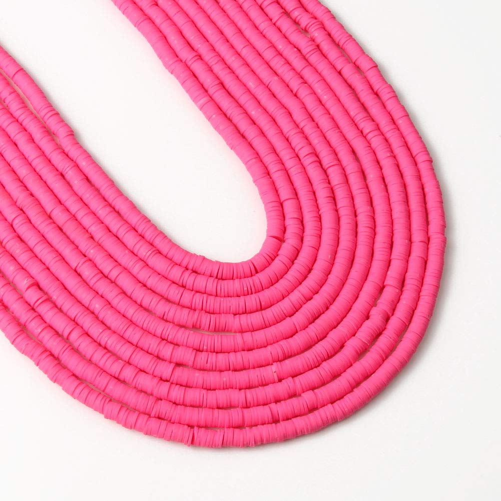 3600pcs Rose Red Polymer Clay Beads - 6mm Flat Round Spacer Beads for Jewelry Making (10 Strands) - DIY Bracelets, Earrings, Necklaces - Perfect for Crafting, Gifts & Boho Style Accessories