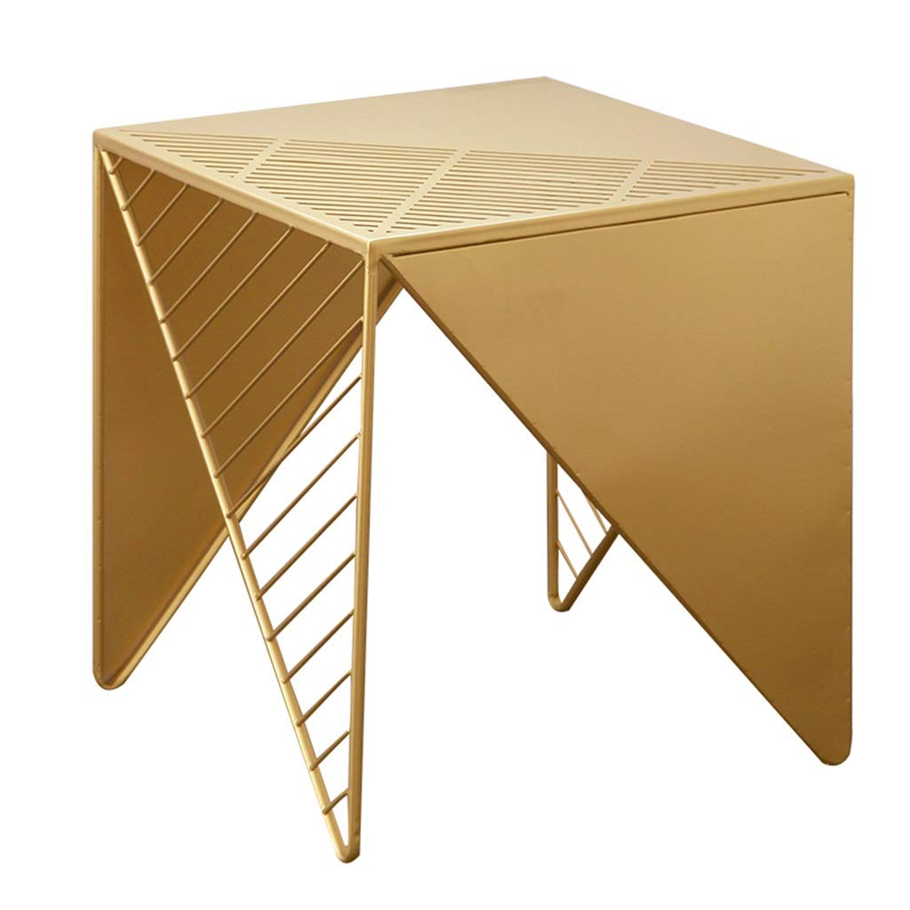 Li Wei Shop Gold Wrought Iron Coffee Table - 40x40cm Movable & Eco-Friendly Hollow Side Table for Living Room | Perfect for Sofa, Tea, and Lounge Areas