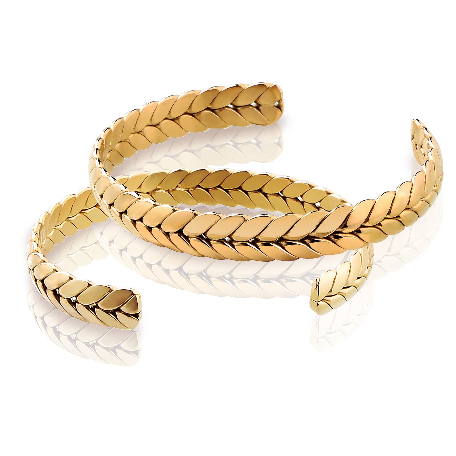 JEEYEON Women's Unique Woven Wheat Cuff Bracelet - Adjustable Bangle Chain Jewelry Gift Set with Gift Box (1 Piece) | Perfect for Birthday, Anniversary, Party & Everyday Wear