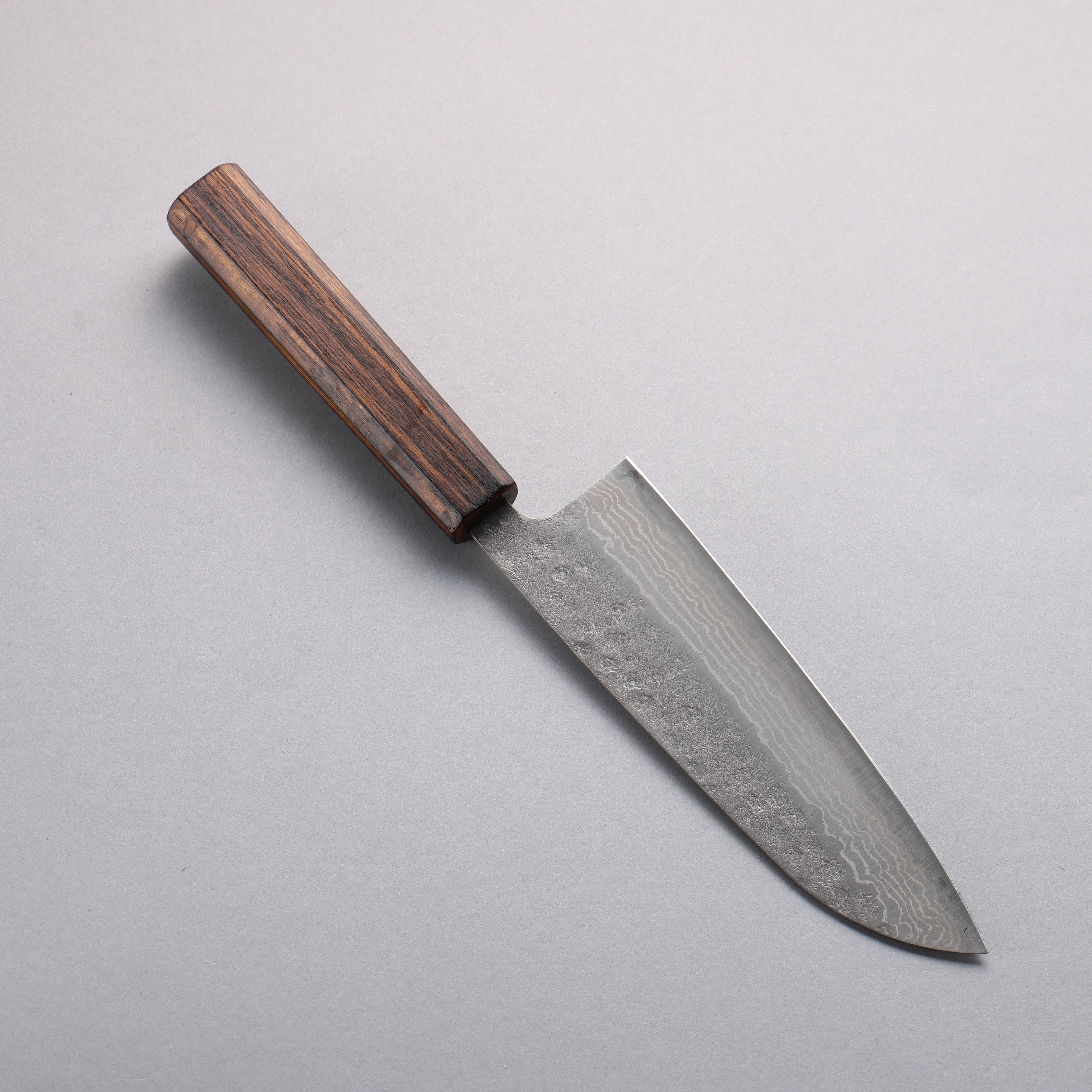 Premium 440C Stainless Steel Hammered Damascus Santoku Knife 170mm with Oak Handle - Japanese Kitchen Knife for Slicing, Dicing, and Chopping Vegetables, Meat, and Fish