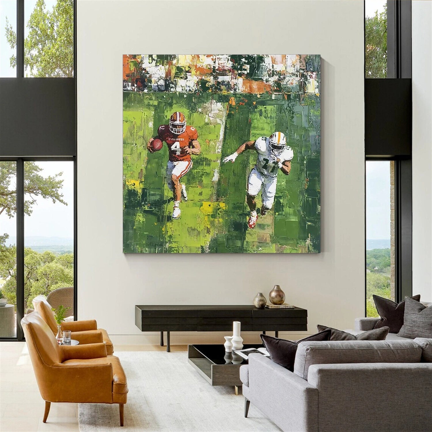 American Football Sports Art Textured Canvas Painting - Premium Wall Decor for Man Cave, Game Room & Sports Bar | #SA005