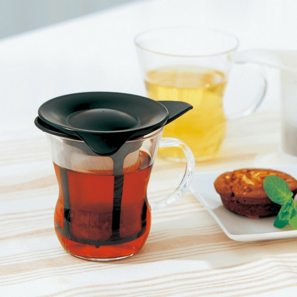 Hario Heat Resistant Glass Mug with Removable Tea Infuser - 200ml (6.8oz) Clear Coffee & Tea Cup for Home, Office, and Travel Use