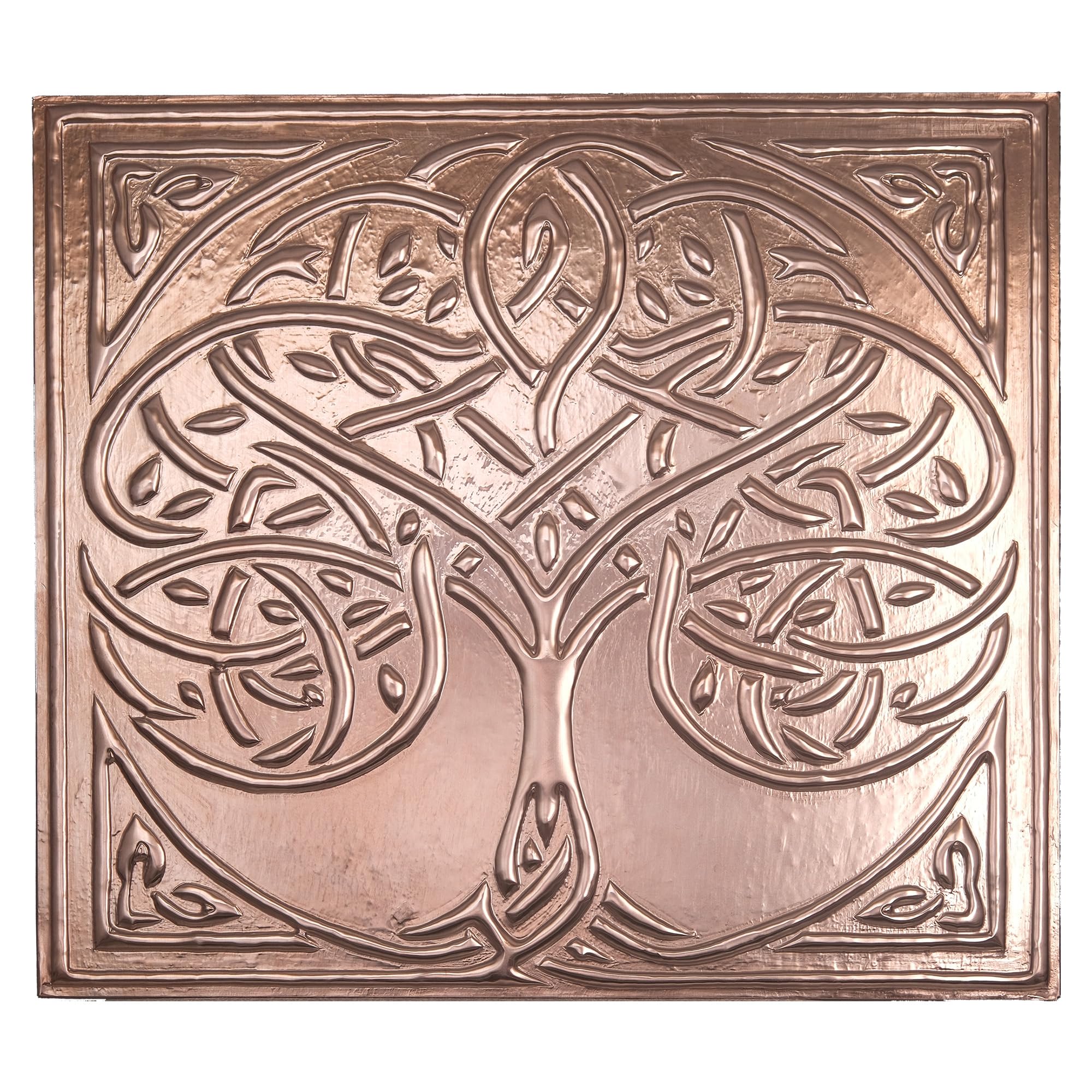Handmade Copper Kitchen Backsplash - Celtic Tree of Life Design, Rustic Wall Decor Tile Art for Farmhouse & Modern Kitchens | Waterproof & Easy to Clean Backsplash Panel for Stove, Sink & Countertop Protection