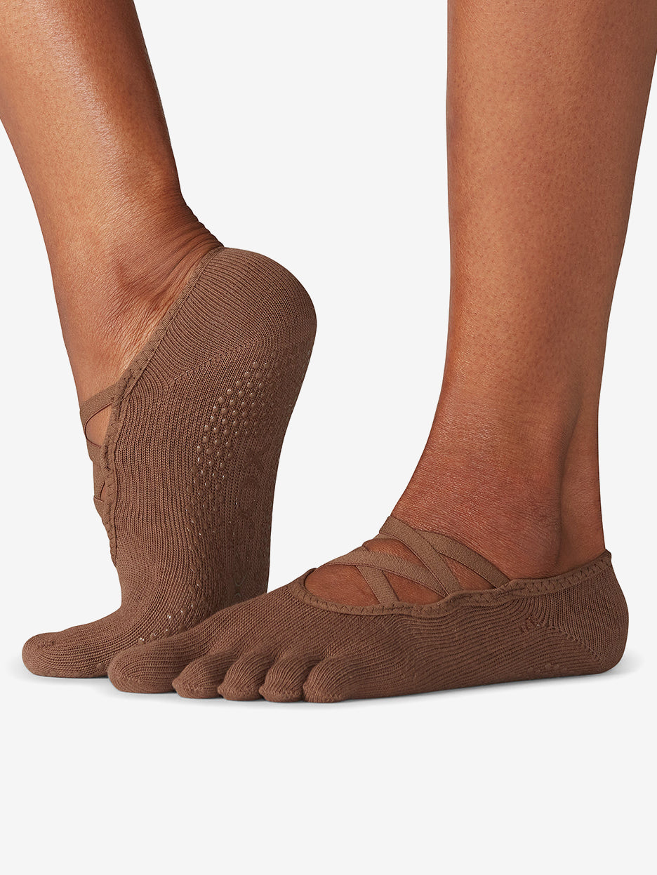 Toesox Full Toe Elle Grip Socks - Non-Slip Yoga & Pilates Socks for Women - Barefoot Workout, Dance, and Barre Performance - Naked Color