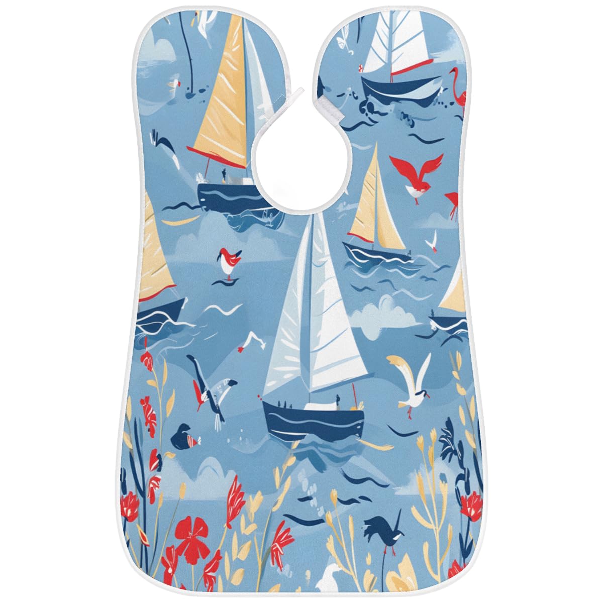 Men's Sailboat Print Shaving Bib - Waterproof Beard & Hair Dye Apron for Barbers, Stylists & DIY Grooming | Salon, Home & Sink Use | Perfect Gift for Beard Trimming & Haircut Lineup