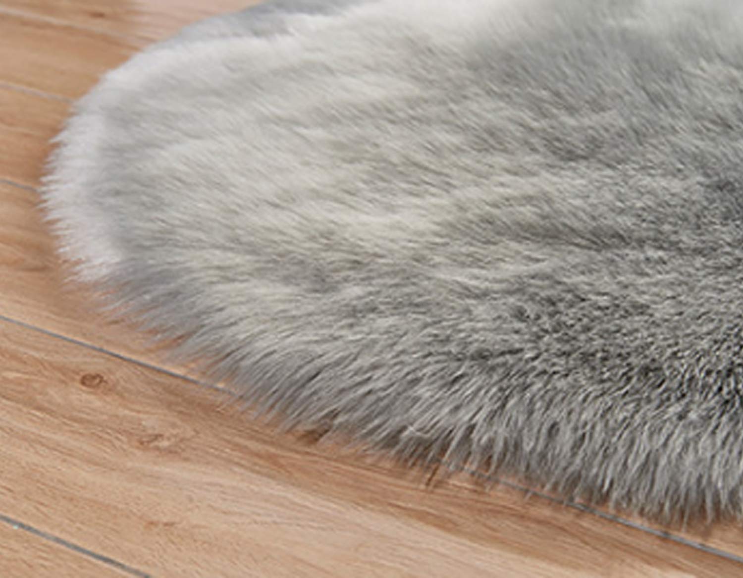 Soft Fluffy Faux Fur Round Rug - 6ft Grey Silky Fuzzy Carpet for Living Room, Bedroom & Girls Room - Cozy Home Decor for Winter & Nursery Play Area
