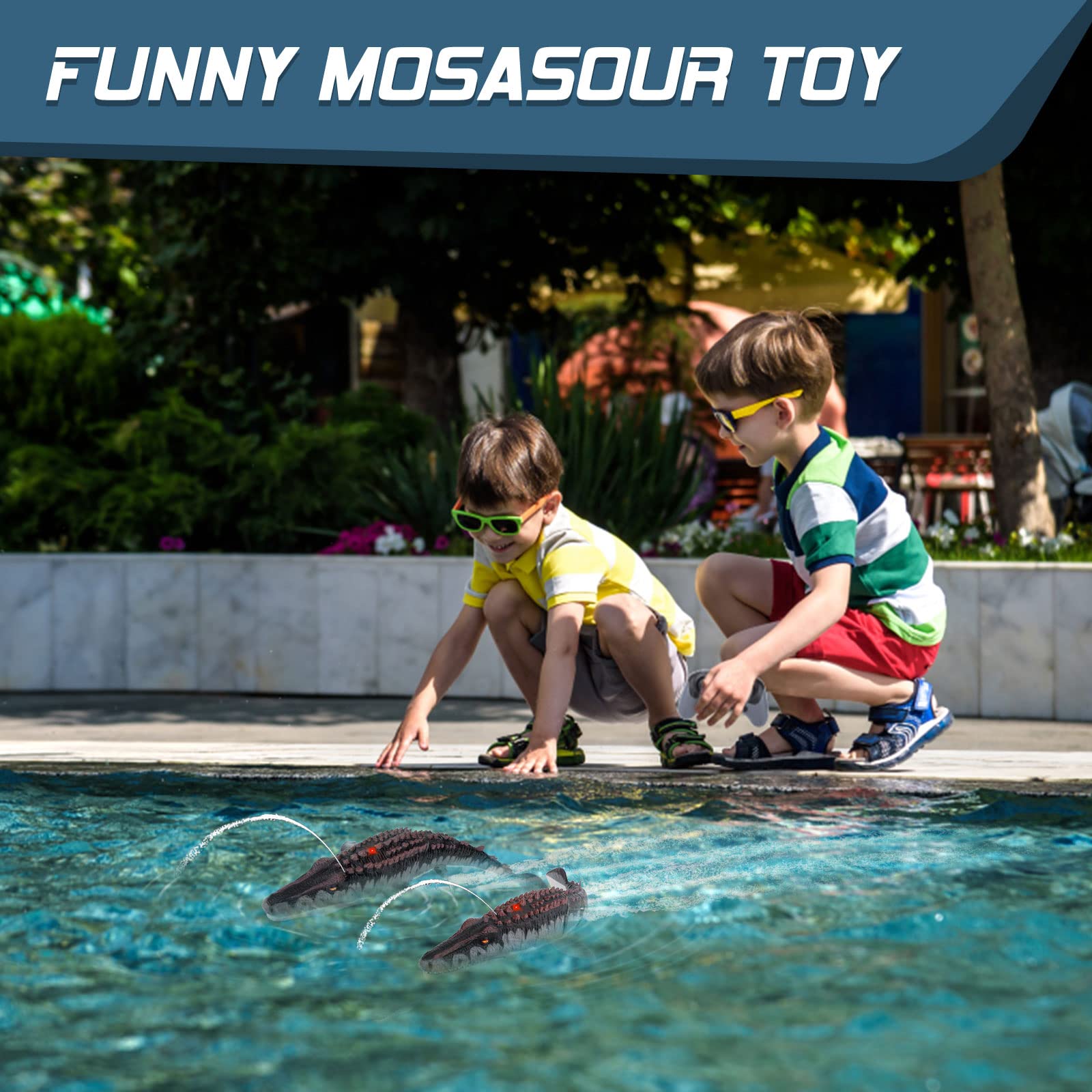 2023 Remote Control Mosasaur Dinosaur Toy - RC Swimming Shark Toy for Kids Ages 3+, Waterproof Pool & Bath Toy, Perfect Christmas Birthday Gift for Boys & Girls - Fun Outdoor Water Play & Educational STEM Toy