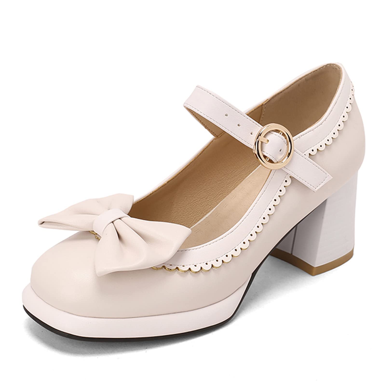 Women's Cute Bow Mary Jane Platform Heels - Chunky Block High Heels for Dresses, Kawaii Fashion Shoes for Parties, Weddings & Date Nights