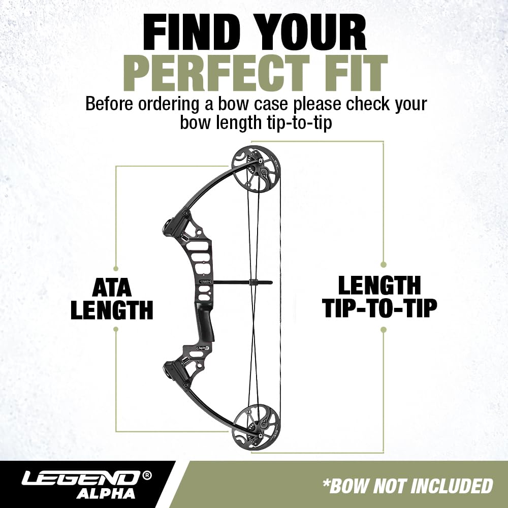 LEGEND Alpha Compound Bow Case - Durable Archery Bow Bag with Backpack & Shoulder Straps - Fits MTM Ultra Compact Arrow Cases - Includes Cam Protectors, Soft Padding & Extra Pockets (37
