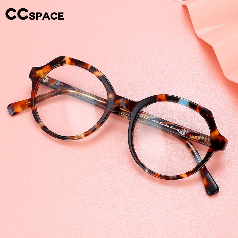 CCspace Unisex Full Rim Irregular Round Acetate Eyeglasses Frame 55911 - Lightweight & Durable for Reading, Driving & Fashion Accessories