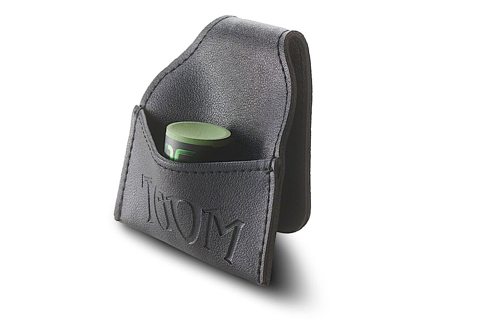 Premium Taom TMCH Black Cue Chalk Pouch - Genuine Leather Billiard Pool Chalk Holder for Snooker & 8-Ball Players - Perfect for Bars, Game Rooms & Professional Tournaments