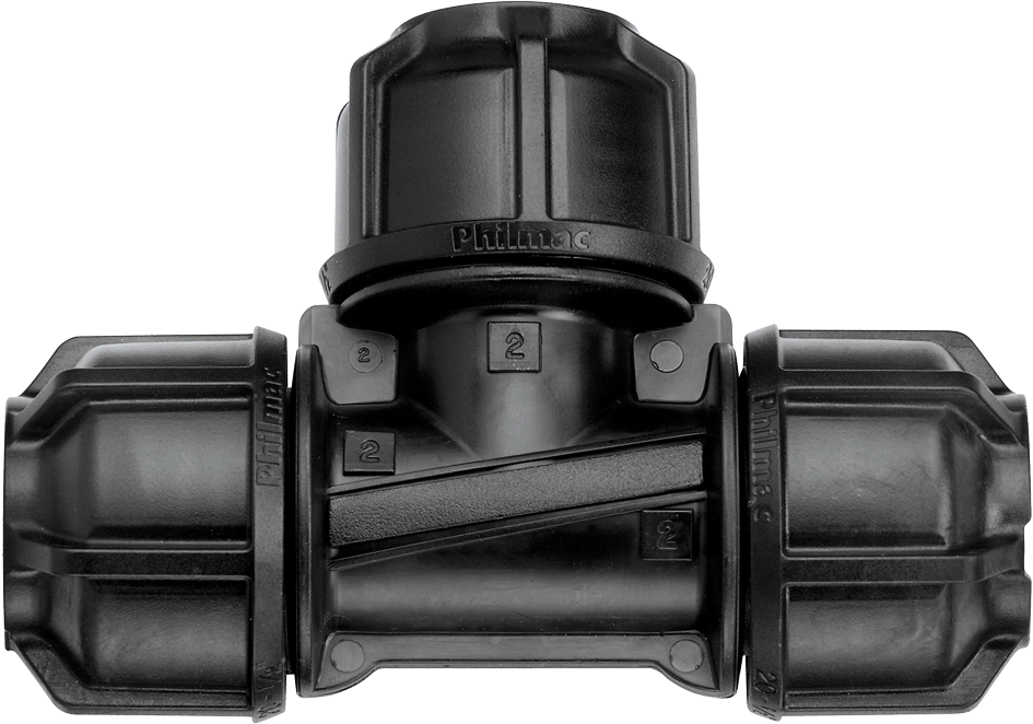 Philmac Compression Tee IPS OD for PE Pipes - High-Quality Plumbing Fitting for Water & Gas Lines - Perfect for Irrigation, Sprinkler Systems & DIY Plumbing Projects
