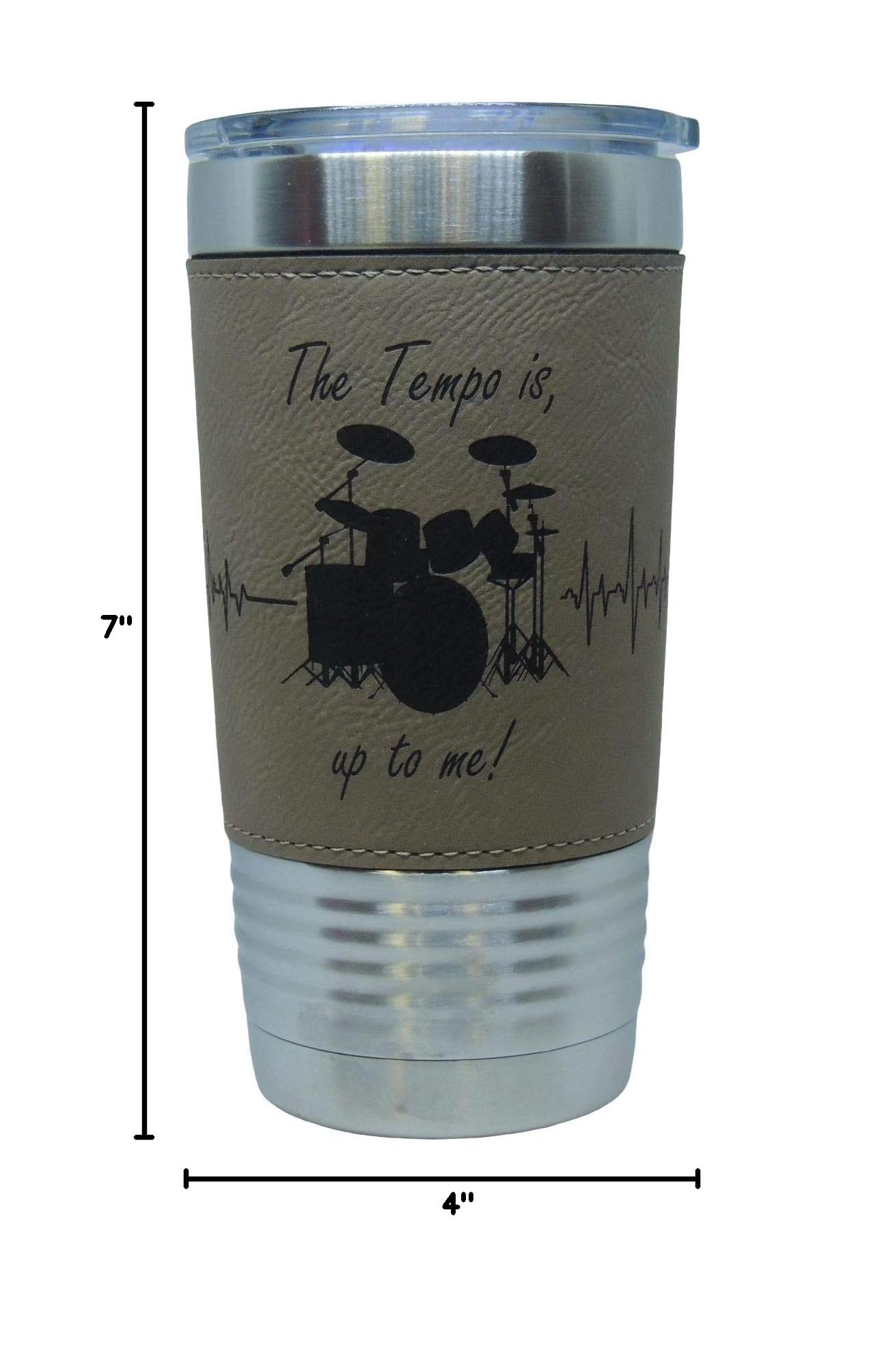 20oz Vacuum Insulated Stainless Steel Tumbler for Drummers & Music Lovers - Leakproof Travel Mug for Concerts, Camping, Gym & Outdoor Activities - Brown Thermal Coffee Cup