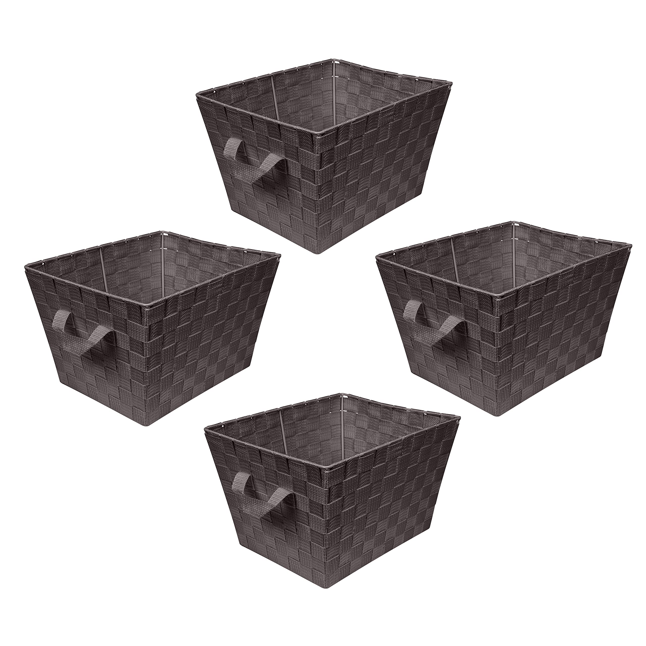Medium Woven Storage Tote Basket with Handles - 4 Pack Chocolate - Perfect for Bedroom, Bathroom, Nursery & Closet Organization - Great for Toys, Accessories & Gift Giving
