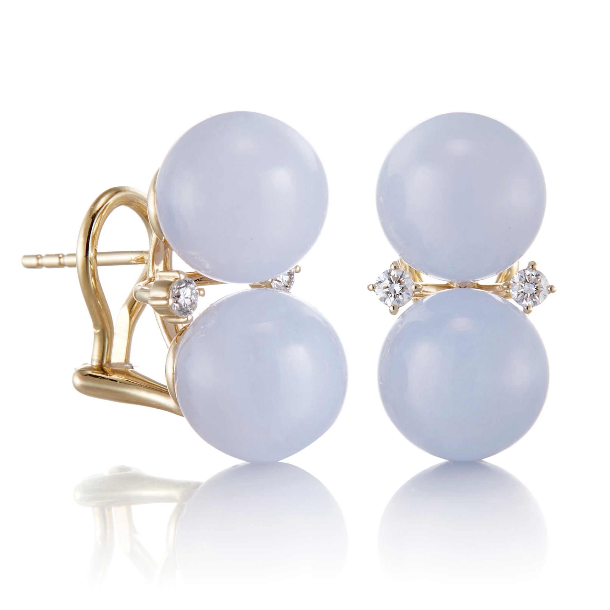 Exquisite Blue Lace Agate & Diamond Earrings for Women | Elegant Les Deux Dangle Earrings | Perfect for Weddings, Parties & Special Occasions