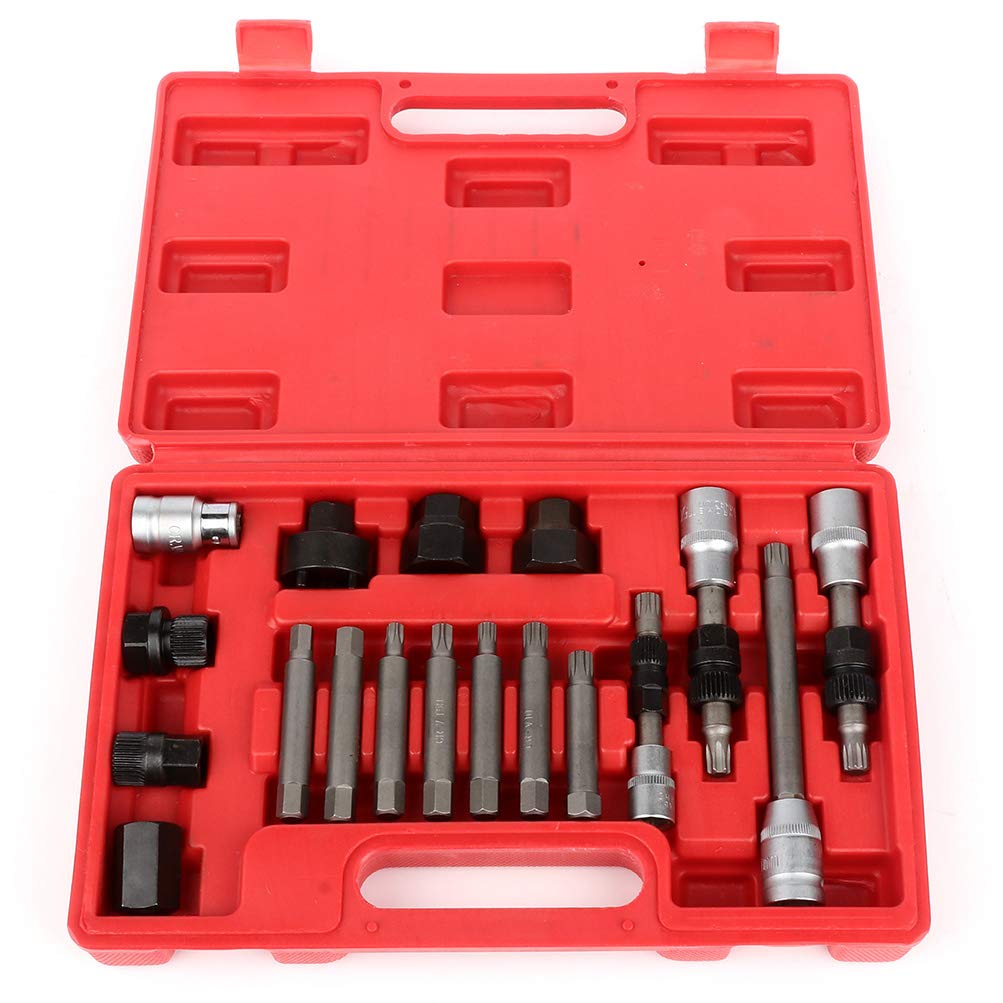 SCITOO 18PC Alternator Freewheel Pulley Kit - Professional Puller Replacement Tool Set for Car Repair | Perfect for Mechanics & DIY Auto Maintenance