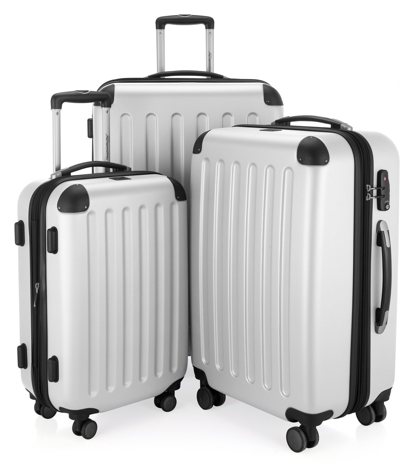 Premium White 3-Piece Luggage Set by Hauptstadtkoffer - Lightweight Durable Suitcase for Travel, Business Trips & Family Vacations | Carry-On Check-In Compatible