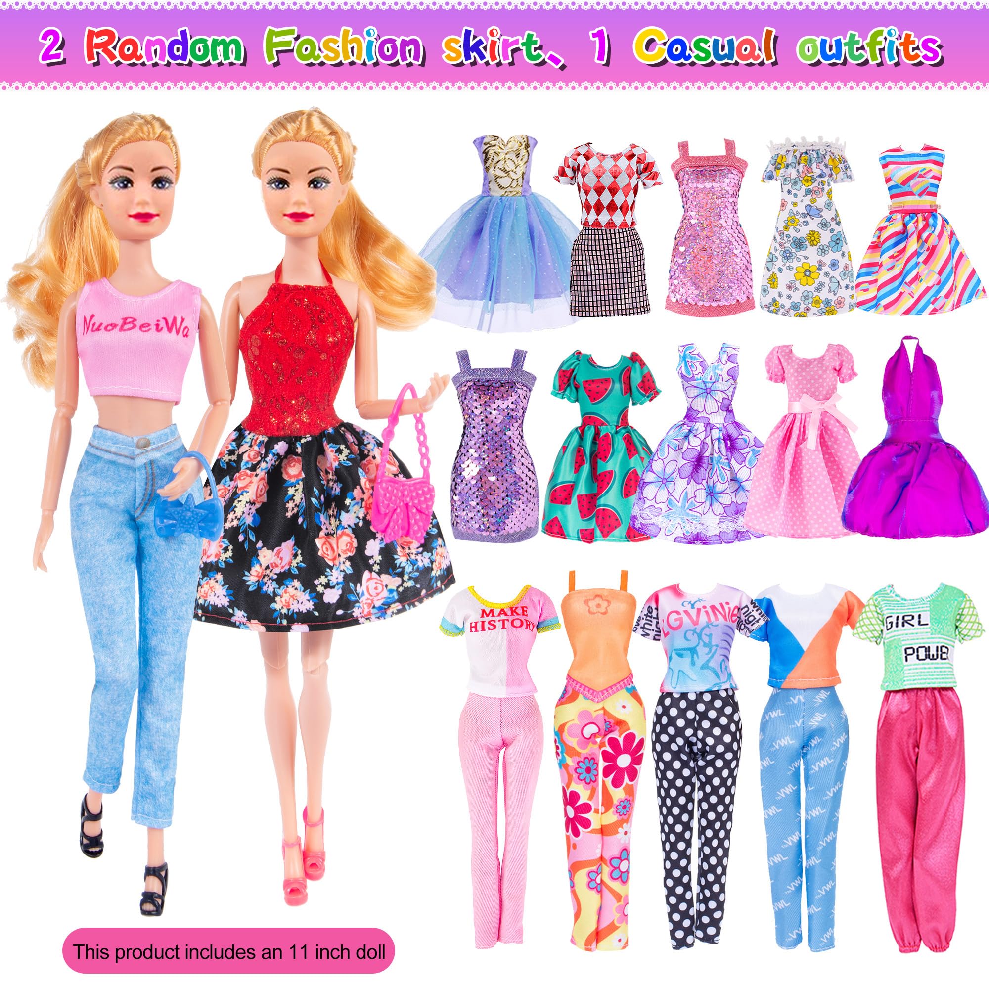 101 Pcs Doll Clothes & Accessories Set - Purple Doll Wardrobe Closet Playset for 11.5 Inch Girl Dolls with Dress, Shoes, Hangers & Shoe Rack | Perfect for Pretend Play, Birthday Gifts & Role-Playing Games