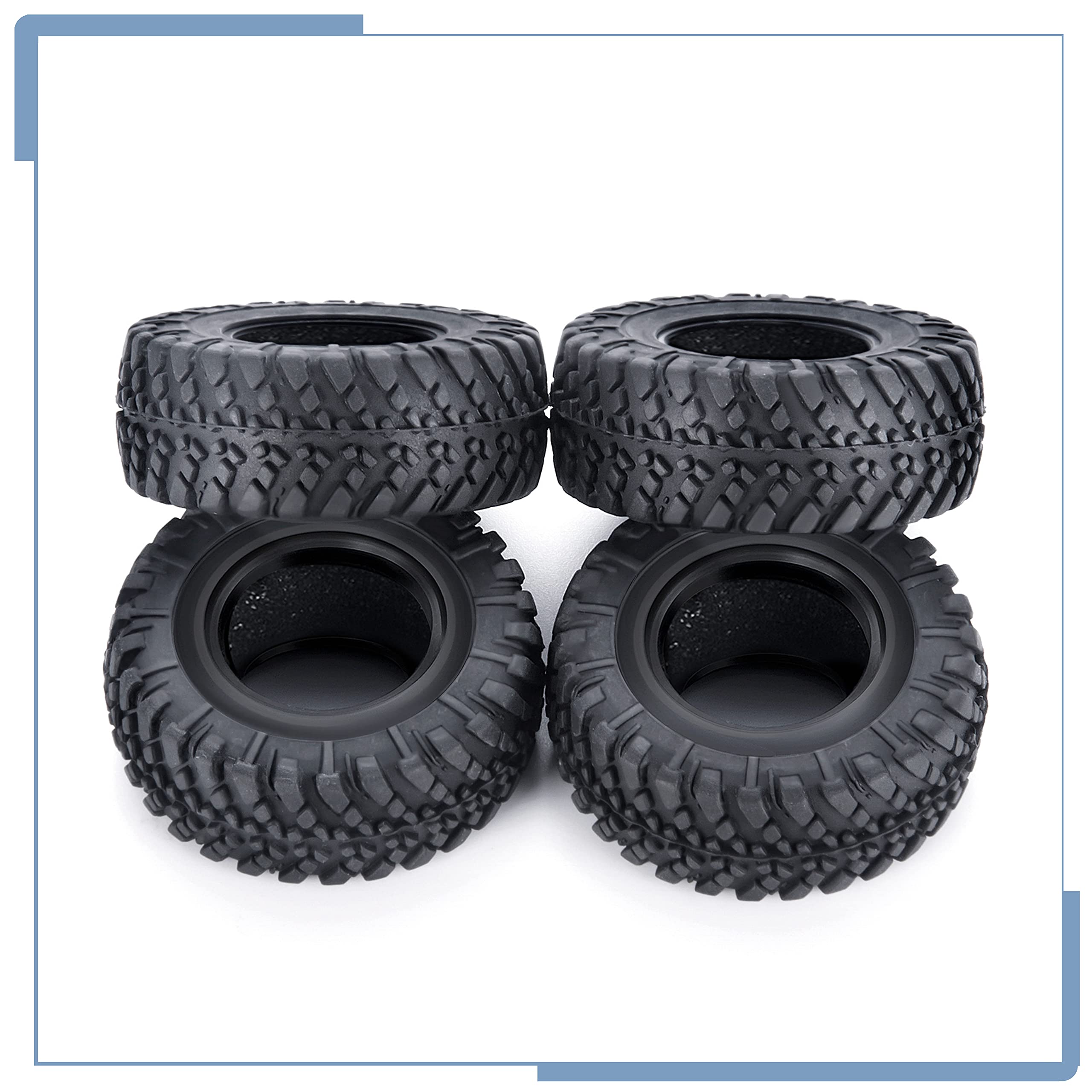 4PCS Rubber Micro RC Tires 38mm - Compatible with Kyosho Mini Z 4x4, 1/18 & 1/24 Scale RC Cars - Durable Off-Road Performance for Crawling, Racing & Drifting