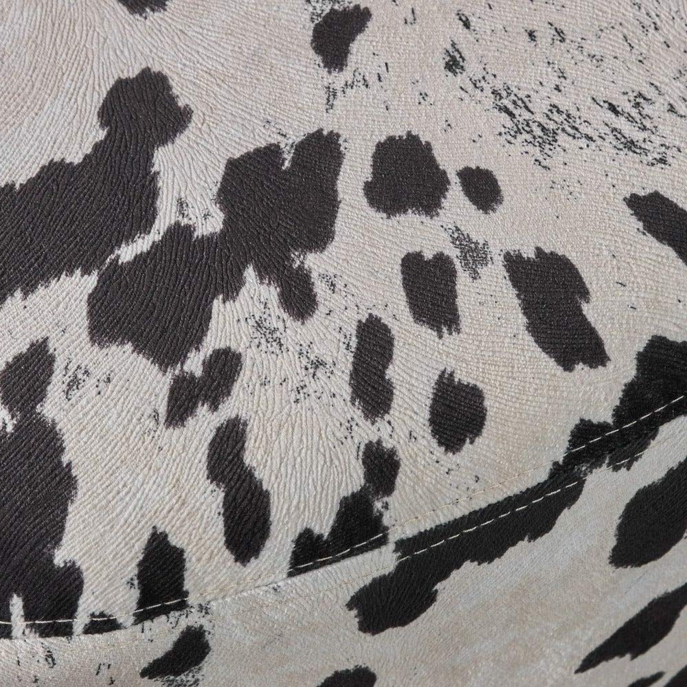 Whimsical Creative Kids Rustic White Black Cow Ottoman - Farmhouse Durable Wood Frame Velvet Foot Stool with Animal Theme - 16.75