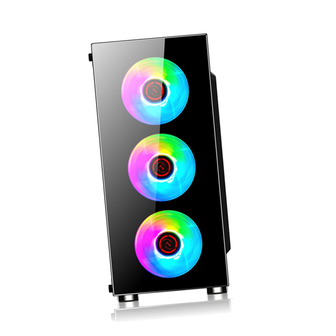 Lurrose ATX Mid Tower Gaming PC Case - Tempered Glass Side Panel, High Airflow Design for MATX/ATX Motherboards - Perfect for Gaming Rigs & Workstations