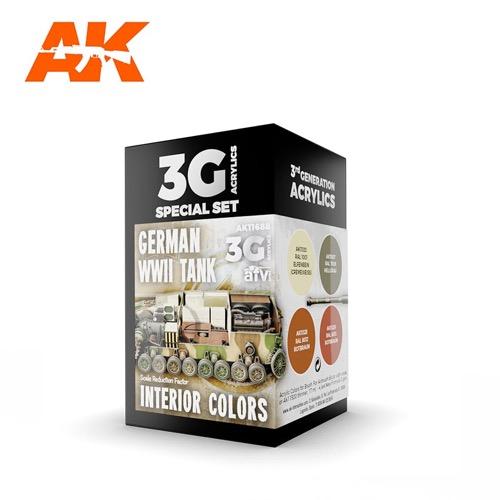 AK Interactive AK11688 AFV Series WWII German Tank Interior Colors Acrylic Paint Set (3rd Gen) - Perfect for Model Kits, Dioramas & Historical Miniature Painting