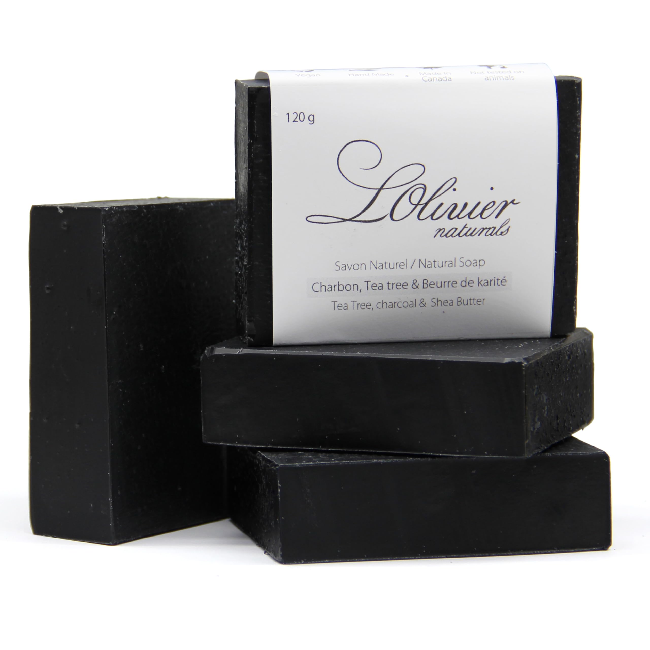 **Tea Tree & Charcoal Bar Soap 4-Pack - Natural Acne Treatment & Deep Cleansing for Oily Skin - Perfect for Daily Face & Body Wash**