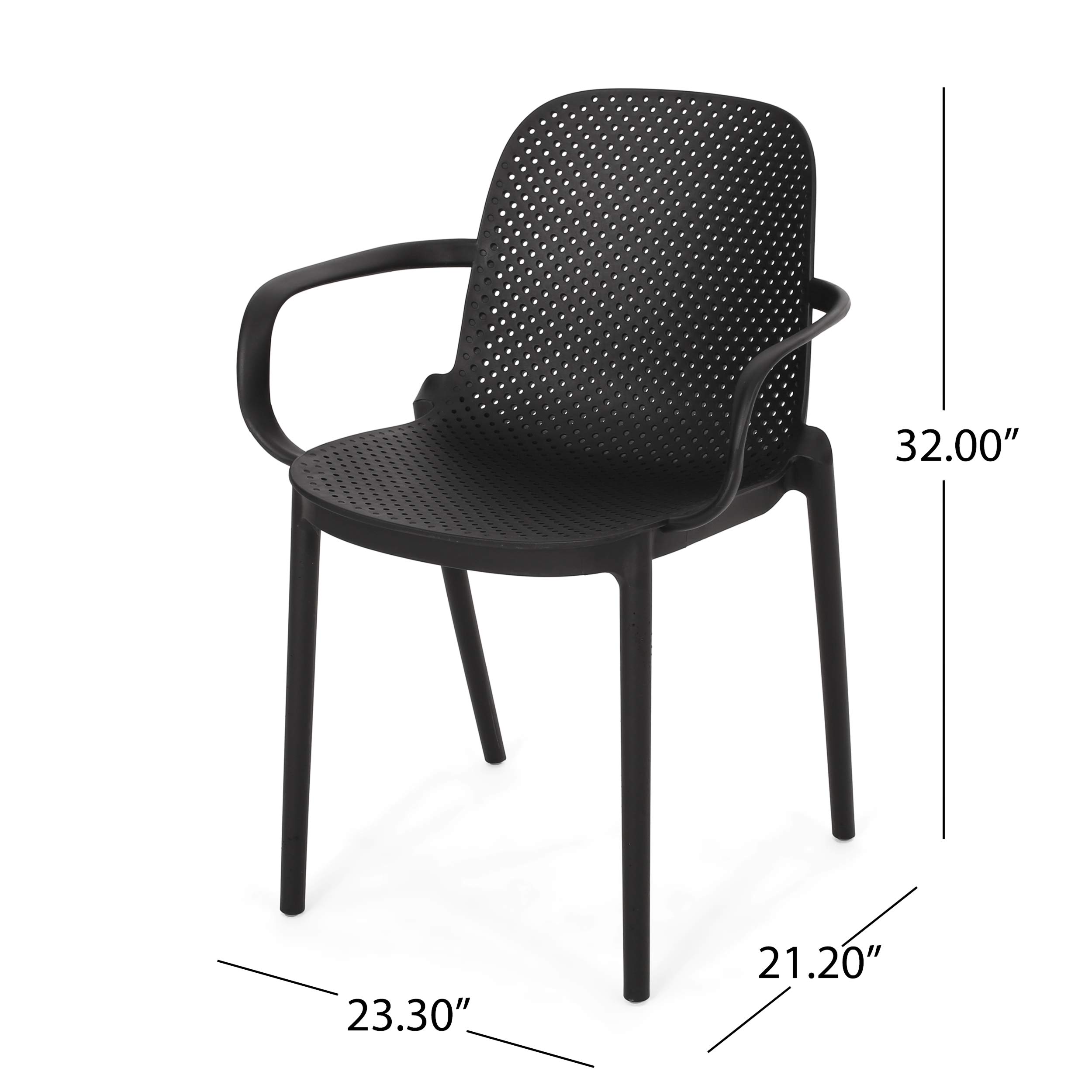 Christopher Knight Home Yanira Outdoor Dining Chair Set of 2 - Black Patio Chairs for Garden, Poolside, Backyard & Restaurant Seating