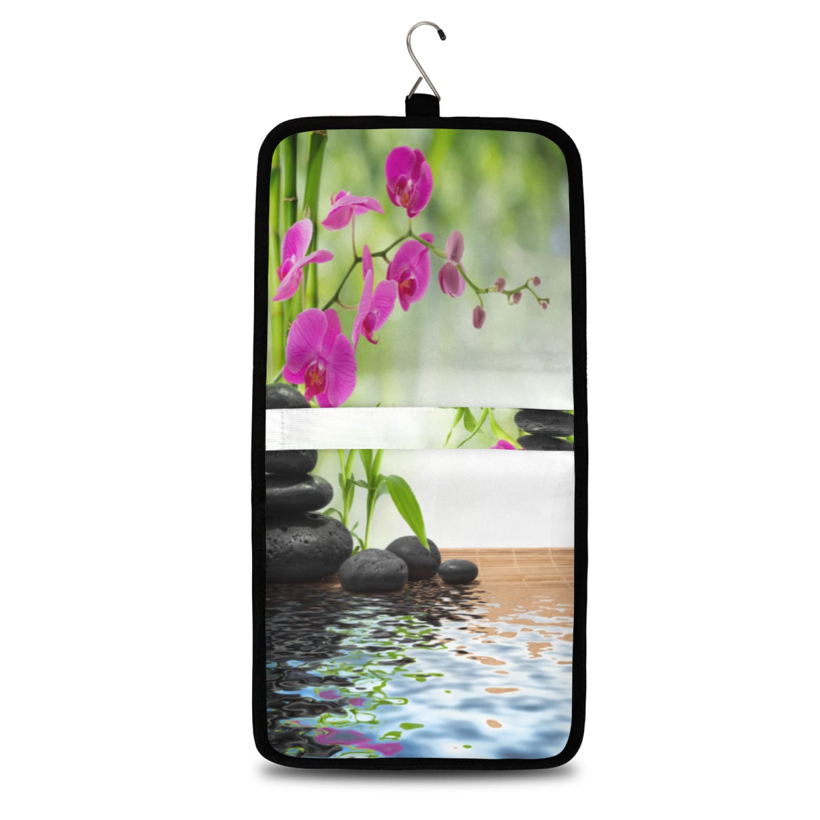 Floral Travel Toiletry Bag for Women - Large Hanging Cosmetic Organizer with Sturdy Hook - Perfect for Makeup, Bathroom & Shower Essentials - Ideal for Vacation, Spa Trips and Gym Use