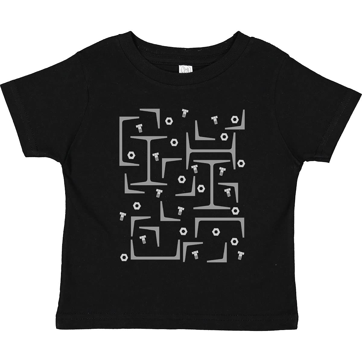 Inktastic Nuts, Bolts, Angles & Gray Steel Beams Toddler T-Shirt - Fun Construction Theme Cotton Tee for Boys & Girls - Perfect for Playdates, Daycare & DIY Projects