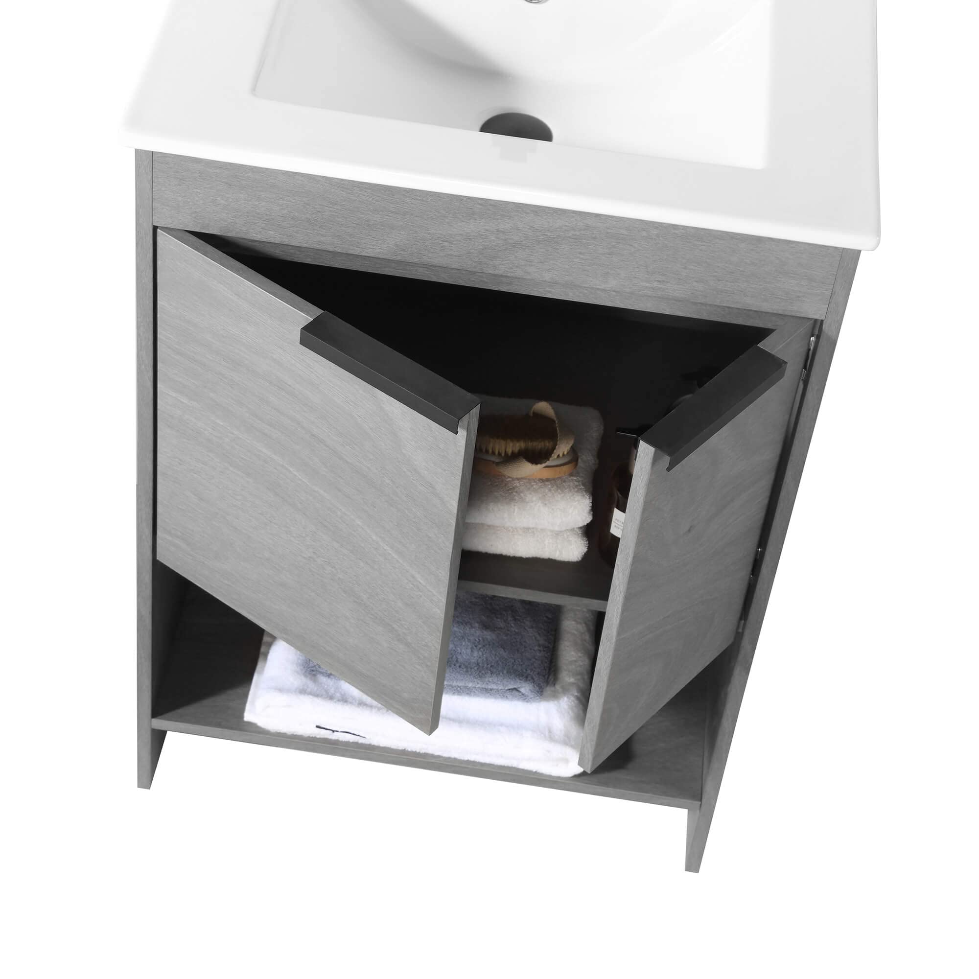 Fine Fixtures Phoenix 24 Inch Bathroom Vanity with Sink - Modern Grey Vanity Set with Soft-Close Doors & Storage Drawers | Durable Construction for Small Bathrooms | Perfect for Apartments, Guest Baths & Powder Rooms (Assembly Required)