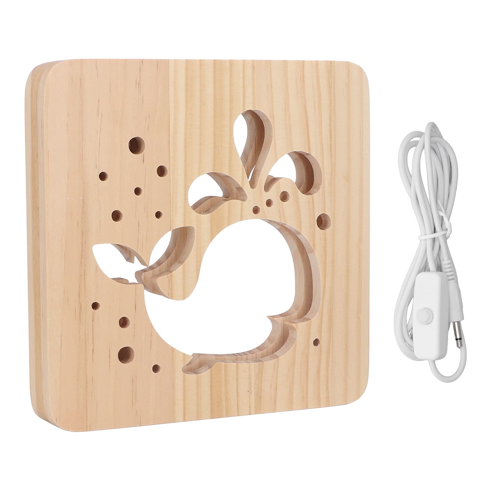 GLOGLOW 3D Whale LED Night Light for Kids - Wooden Carving Design, Nursery Bedroom Decor, Birthday Christmas Gift - Perfect for Bedtime, Nursery Room, and Relaxing Ambience