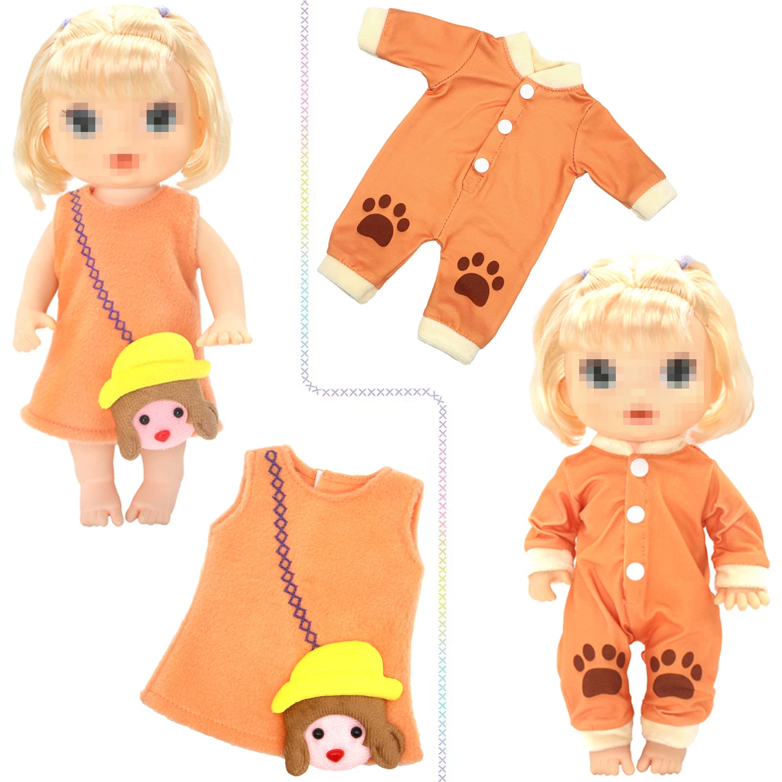 SOTOGO 9-Piece Doll Clothes Outfits for 13-14.5 Inch American Girl Dolls - Fashionable Baby Doll Clothing & Accessories Set - Perfect for Dress Up, Role Play, and Collectible Display