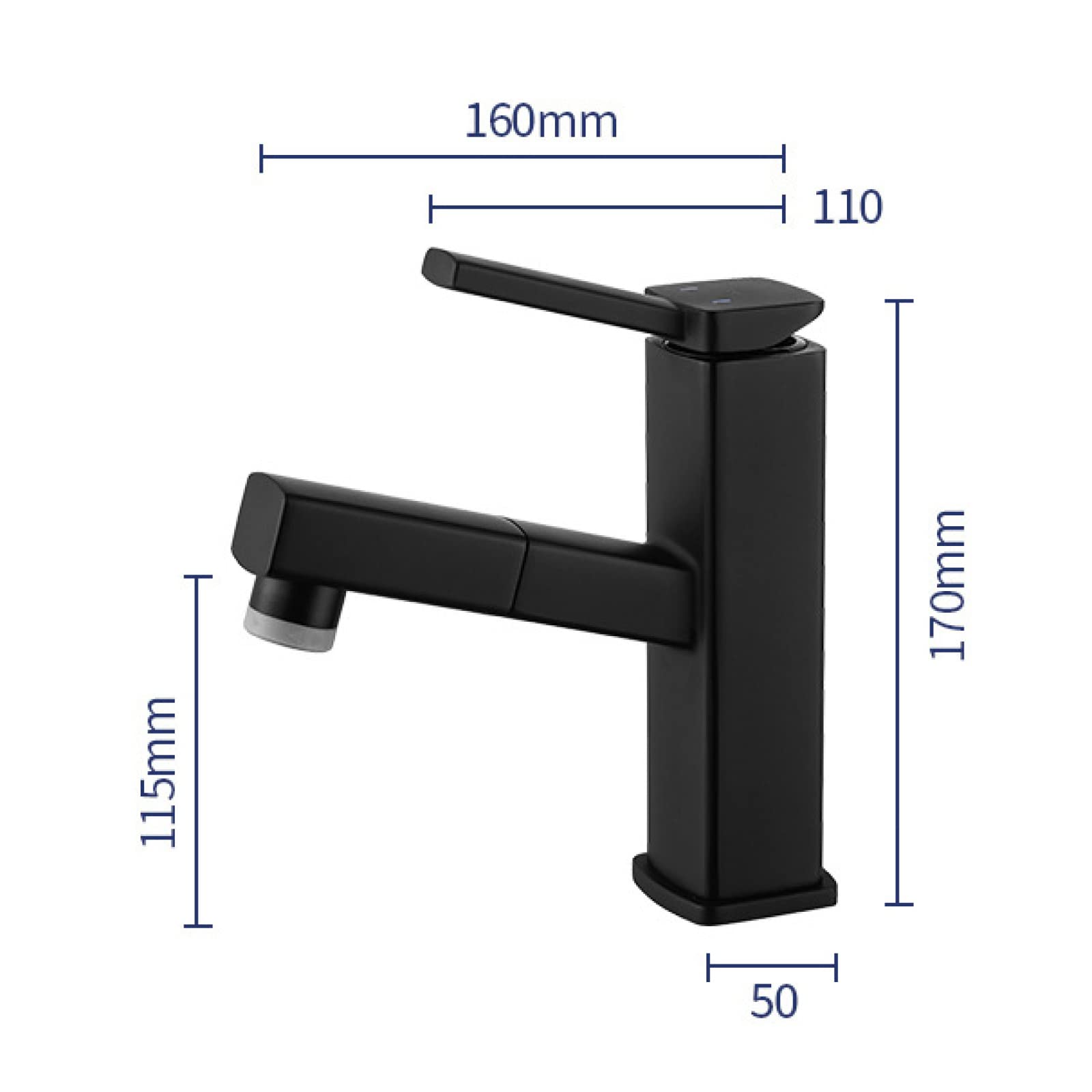 Black Single Handle Pull-Out Sprayer Kitchen Faucet with 2 Modes - Cold & Hot Water Brass Sink Mixer Tap for Bathroom or Commemoration - Perfect for Modern Home, Restaurant, and Office Use