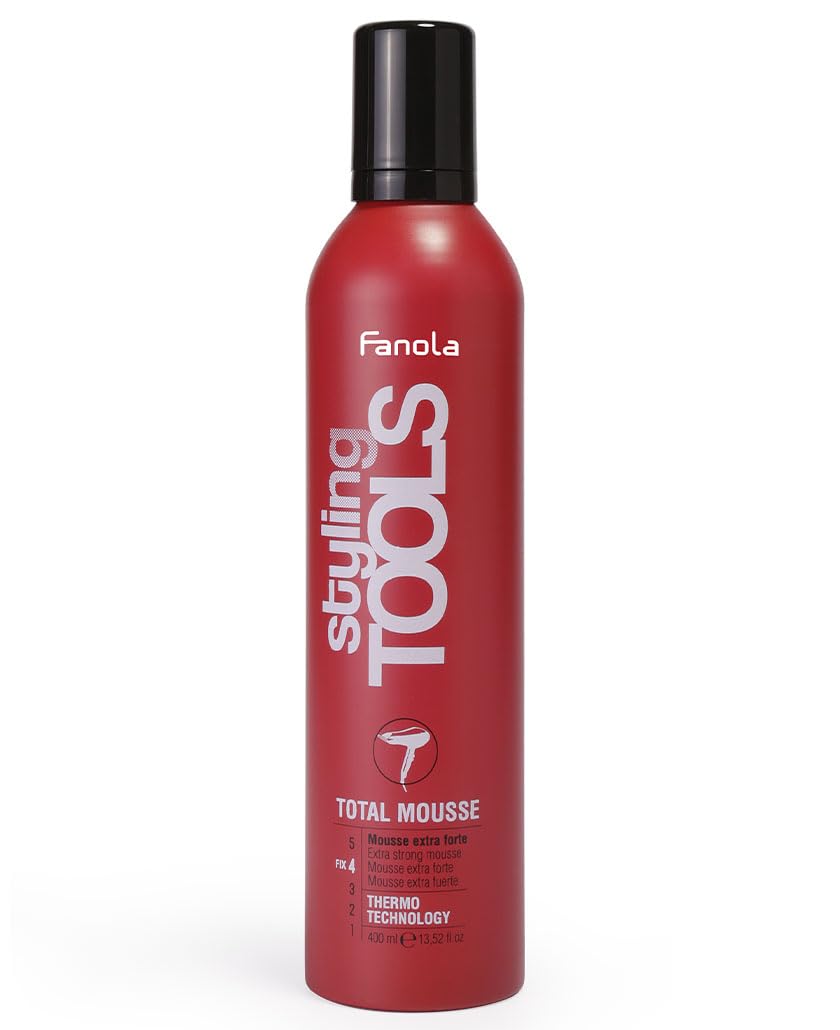Fanola Extra Strong Styling Mousse for Volume & Hold - 13.52 oz Hair Mousse for Curly, Wavy & Straight Hair - Salon Quality Styling Foam for Long-Lasting Styles at Home or Professional Use