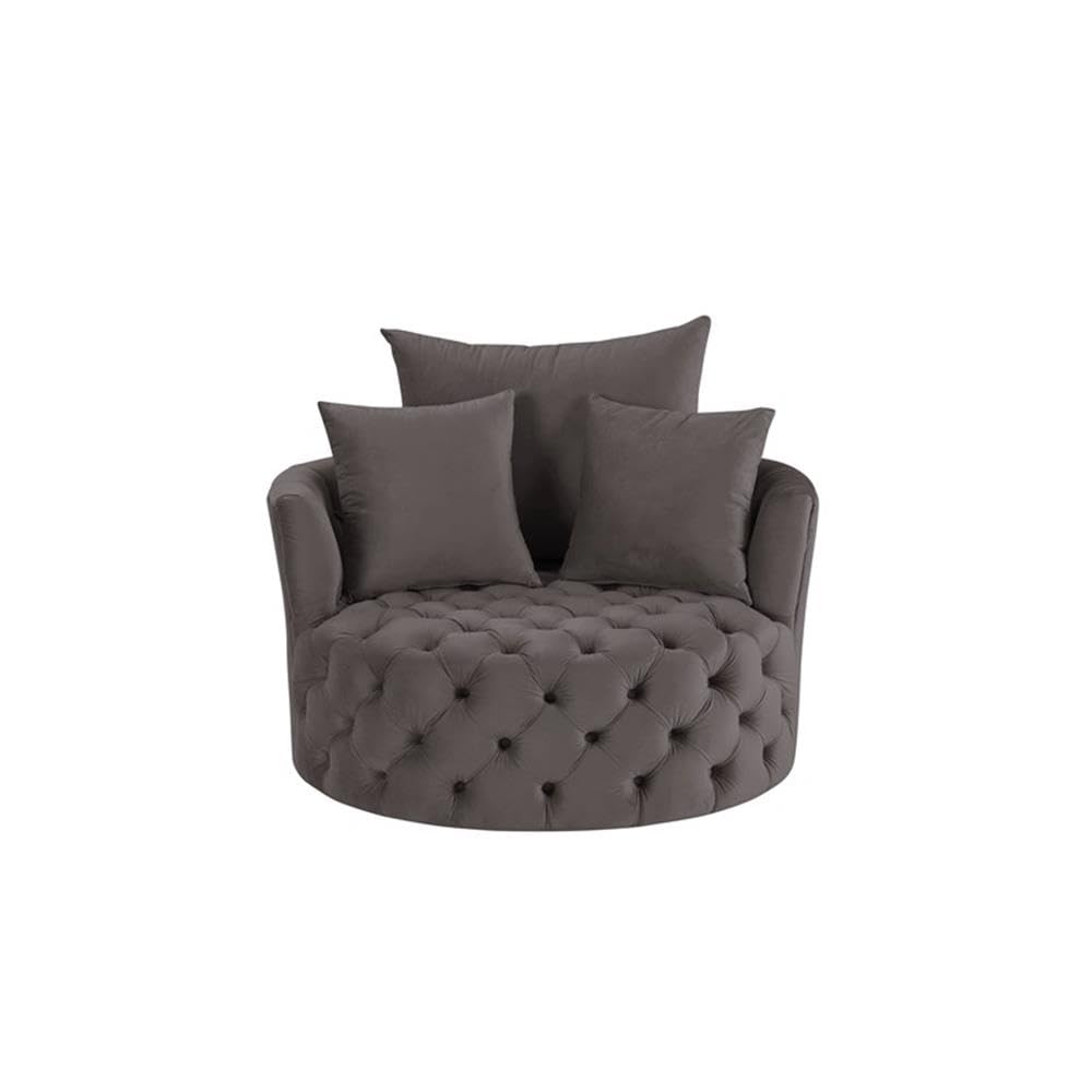 BOWERY HILL Modern Swivel Accent Chair - Gray Velvet Upholstery for Living Room, Bedroom & Office Decor