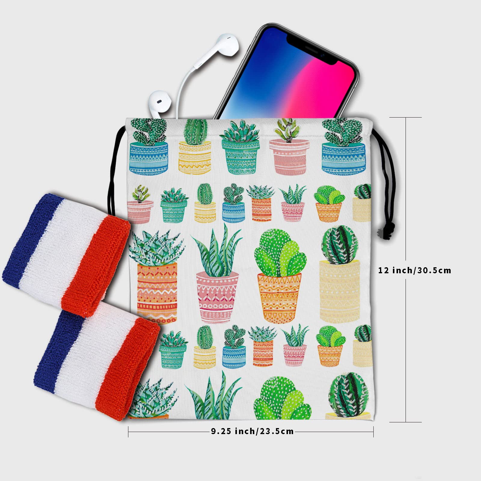 Nerxy Leaf Grip Bags for Gymnastics - Tropical Leaves Grip Bag with Drawstring, Botanical Storage Pouch for Gymnastics Equipment, Yoga Mats & Sports Gear - Perfect for Gym, Dance Practice & Travel Organization