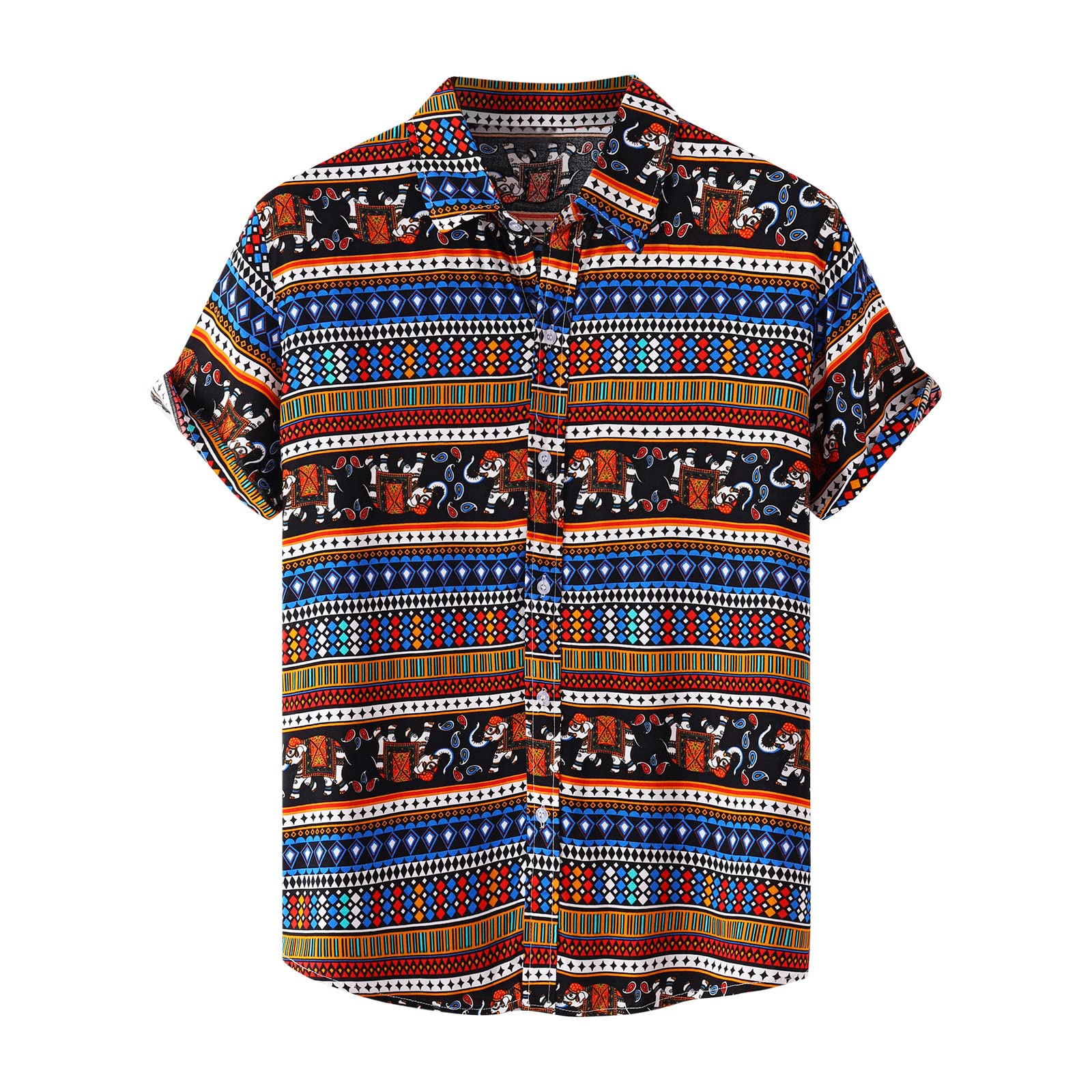 **Men's Hawaiian Shirts - Vintage Short Sleeve Casual Button Up Aloha Shirts for Summer Beach Vacation & Tropical Party Wear**    *(Perfect for Beach Outings, Luau Parties, Summer Vacations & Casual Wear)*