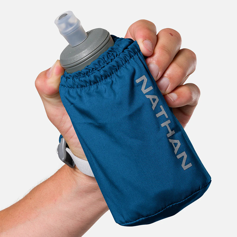 Pinnacle Soft Flask Handheld 18oz Water Bottle - Leakproof Collapsible BPA-Free Hydration for Running, Hiking & Outdoor Activities (Sailor Blue/Reflective Silver)