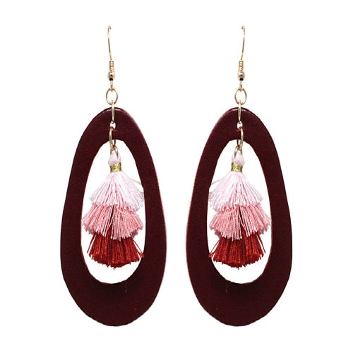 Fashion Tassel & Leather Earrings for Women - Boho Chic Dangle Drop Earrings - Handmade Leather Jewelry for Casual Wear, Parties, and Festivals