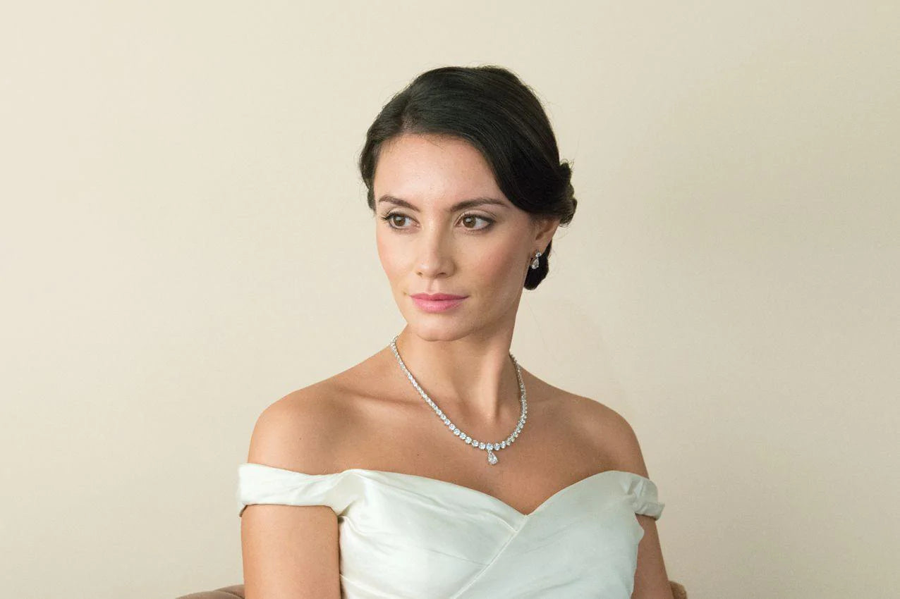 Silver Crystal Bridal Jewelry Set - Elegant Wedding Necklace & Earrings for Bride, Bridesmaid & Formal Occasions | Perfect for Weddings, Prom & Evening Events