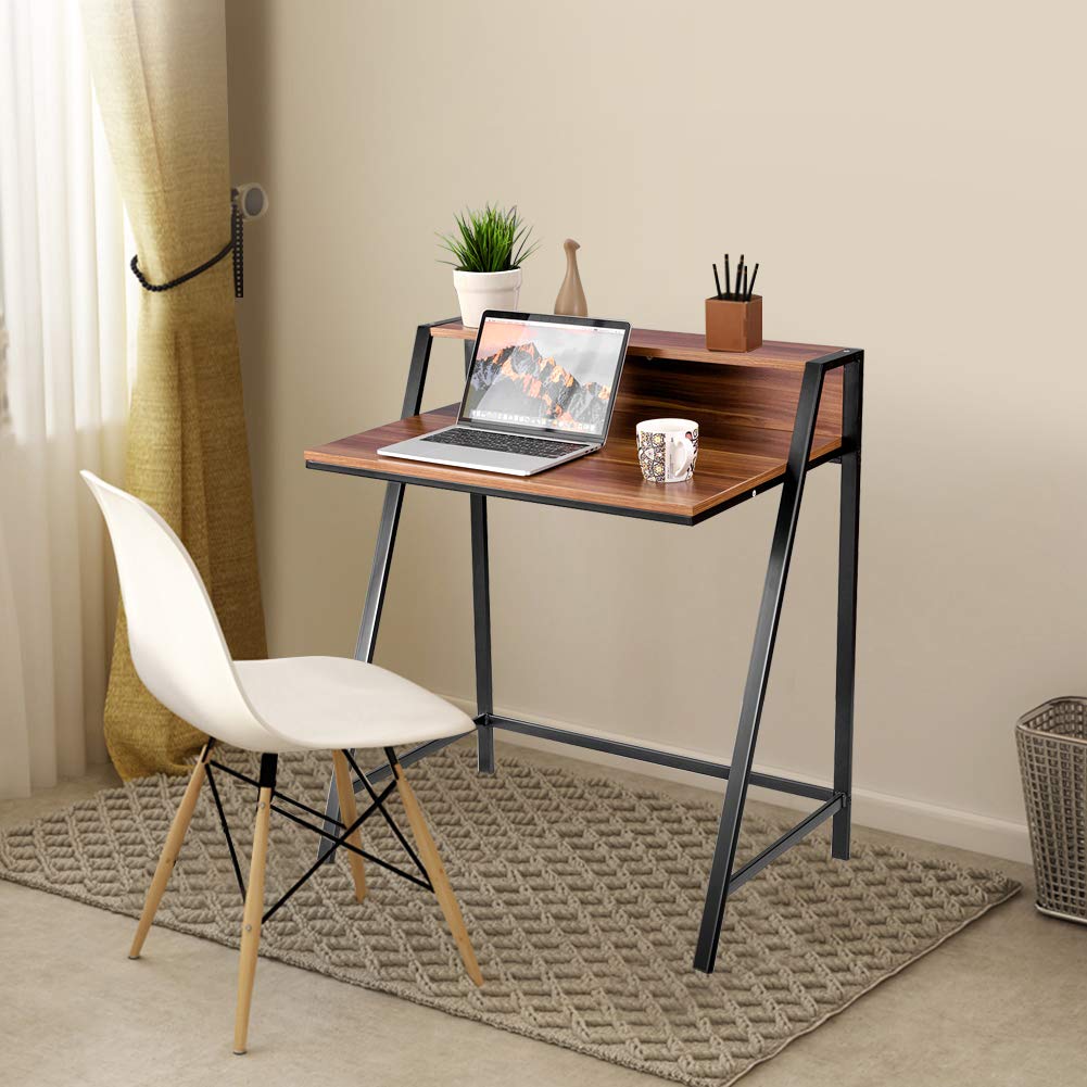 2-Tier Waterjoy Gaming & Study Desk - Compact Laptop Workstation for Small Spaces, Trapezoidal Design Writing Table for Apartment & Office - Perfect for Gaming, Studying & Remote Work