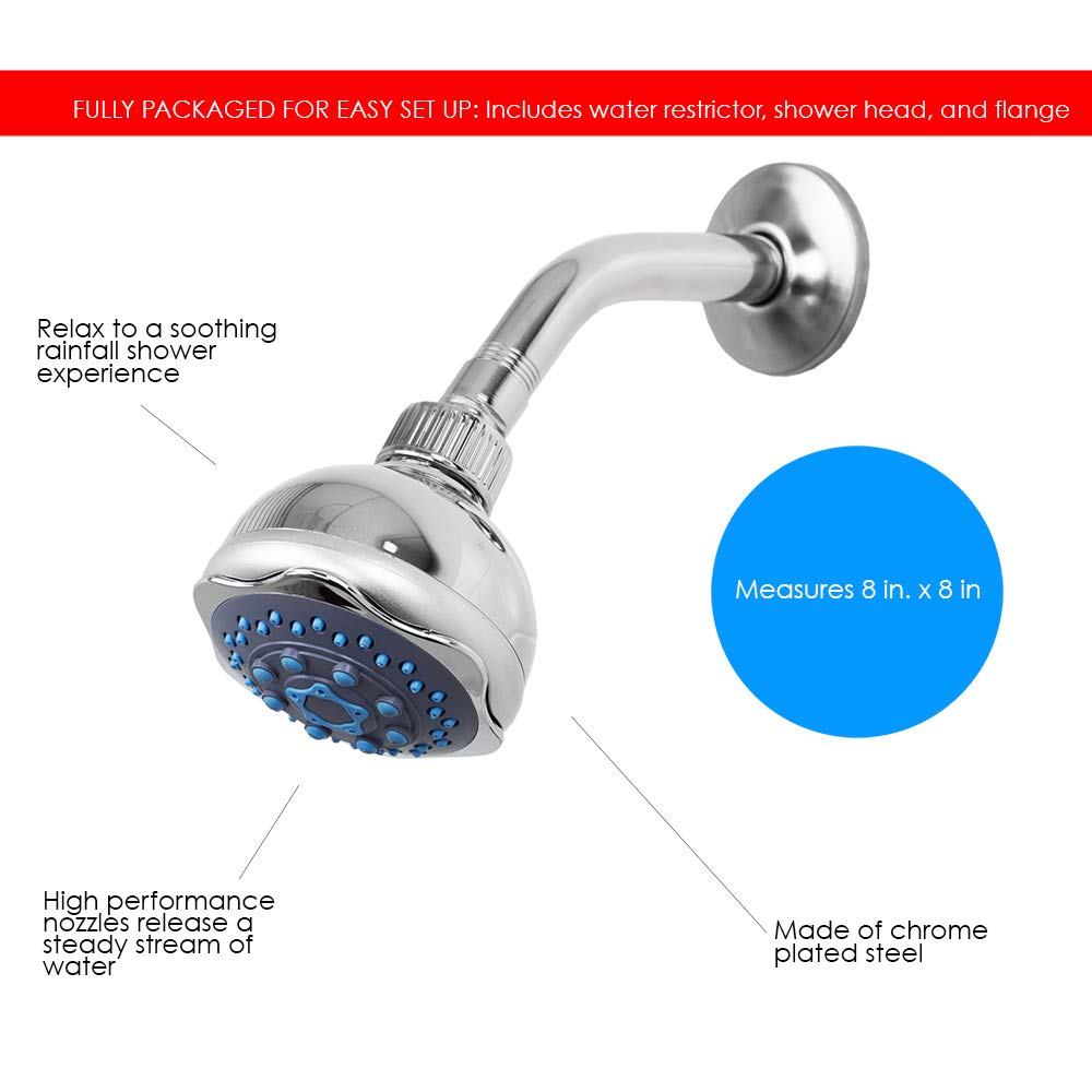 High Pressure Shower Head with 5 Spray Modes - Chrome Finish for Luxurious Bath Experience | Perfect for Home, Spa & Hotel Use