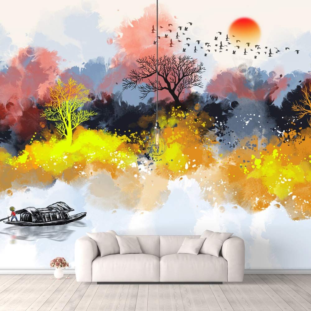 IDEA4WALL Traditional Chinese Landscape Peel and Stick Wallpaper - Large Removable Wall Mural (100x144 inches) for Bedroom, Living Room & Office Decor