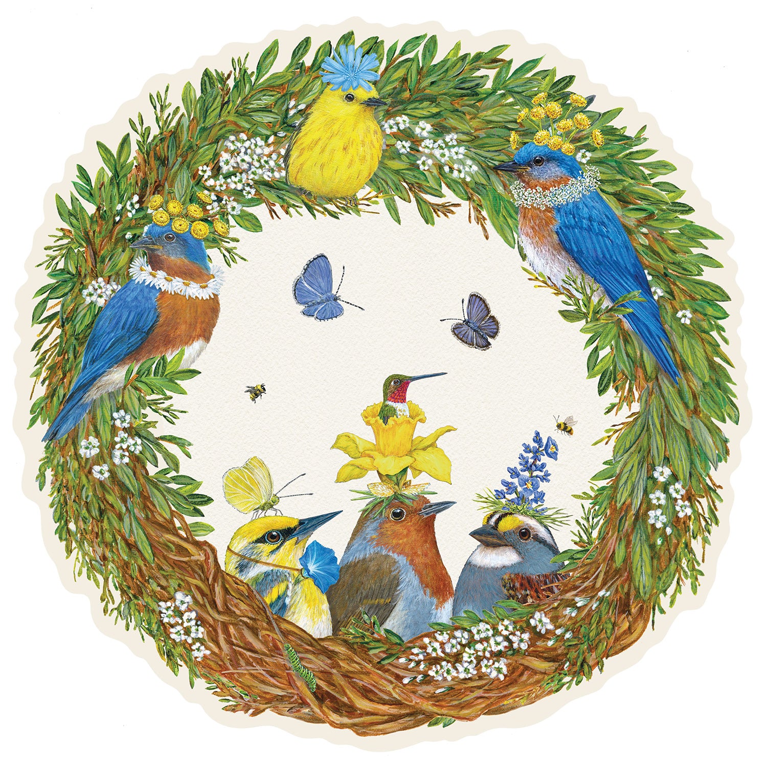 Songbird Wreath Placemat - Laser Cut Floral Table Decor for Spring & Summer Dining - Perfect for Easter, Mother's Day & Wedding Table Settings
