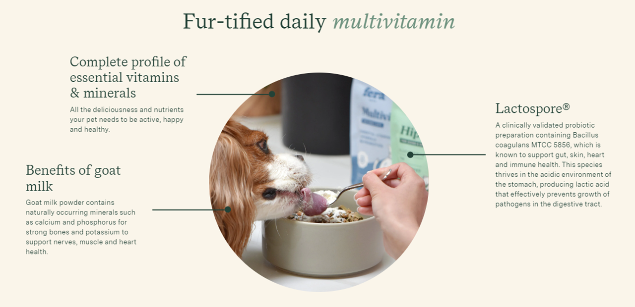 Fera Pet Organics Dog and Cat Multivitamin Supplement - Goat Milk Powder Topper for Immune Support & Digestive Health | Perfect for Picky Eaters & Daily Nutrition Boost