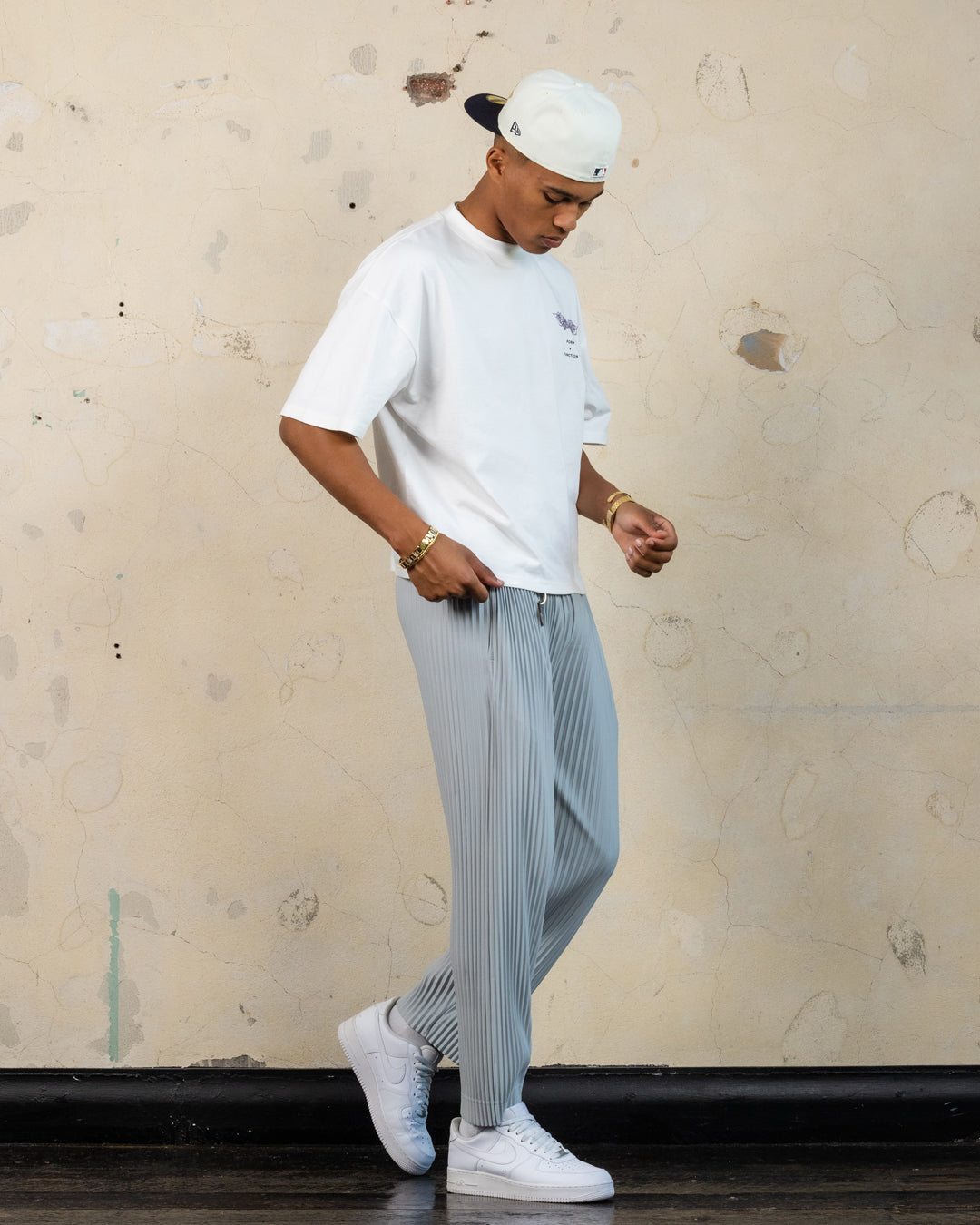 404 Harbour Plisse Pants for Women - Soft Grey High Waisted Wide Leg Trousers | Comfortable Office Wear & Casual Outfits