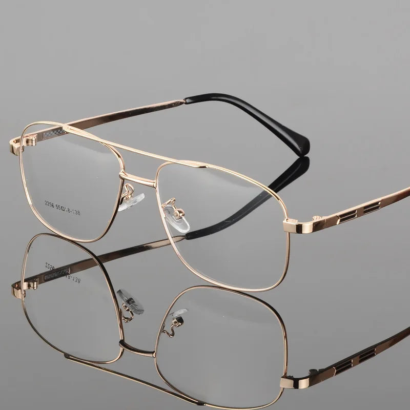 Brightzone Men's Full Rim Square Double Bridge Alloy Eyeglasses 71483 - Stylish & Durable Metal Frame Glasses for Men, Perfect for Work, Reading & Everyday Use