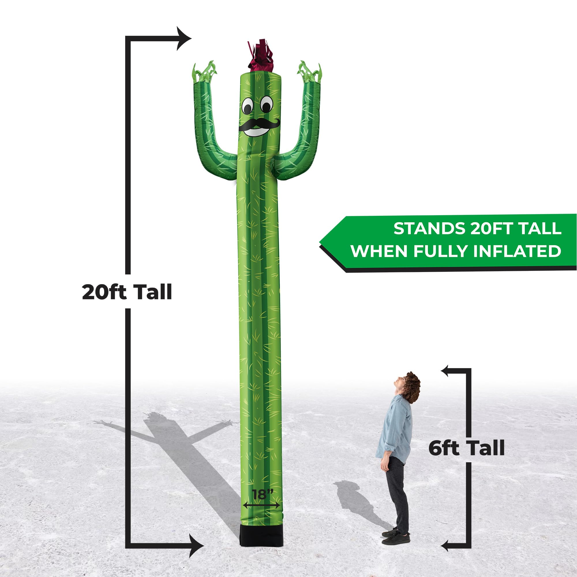 20ft Air Dancers Inflatable Tube Man - Wacky Waving Dancing Tube Guy for Business Promotion & Advertising (Blower Not Included) - Cactus Character Theme - Perfect for Car Dealerships, Grand Openings & Outdoor Events